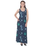 Bons Foot Prints Pattern Background Sleeveless Velour Maxi Dress