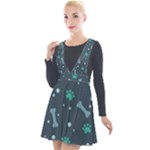 Bons Foot Prints Pattern Background Plunge Pinafore Velour Dress