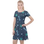 Bons Foot Prints Pattern Background Cap Sleeve Velour Dress 