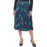 Bons Foot Prints Pattern Background Classic Velour Midi Skirt 