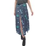 Bons Foot Prints Pattern Background Velour Split Maxi Skirt