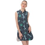 Bons Foot Prints Pattern Background Sleeveless Shirt Dress
