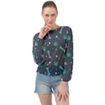 Bons Foot Prints Pattern Background Banded Bottom Chiffon Top