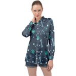 Bons Foot Prints Pattern Background Long Sleeve Satin Shirt