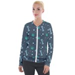 Bons Foot Prints Pattern Background Velvet Zip Up Jacket