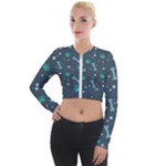 Bons Foot Prints Pattern Background Long Sleeve Cropped Velvet Jacket