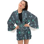 Bons Foot Prints Pattern Background Long Sleeve Kimono