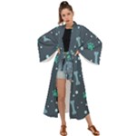 Bons Foot Prints Pattern Background Maxi Kimono