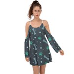 Bons Foot Prints Pattern Background Boho Dress