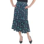 Bons Foot Prints Pattern Background Midi Mermaid Skirt