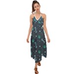 Bons Foot Prints Pattern Background Halter Tie Back Dress 