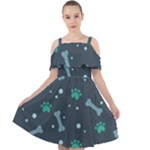 Bons Foot Prints Pattern Background Cut Out Shoulders Chiffon Dress