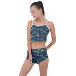 Bons Foot Prints Pattern Background Summer Cropped Co-Ord Set