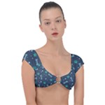 Bons Foot Prints Pattern Background Cap Sleeve Ring Bikini Top