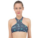 Bons Foot Prints Pattern Background High Neck Bikini Top