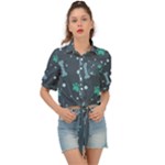 Bons Foot Prints Pattern Background Tie Front Shirt 