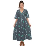 Bons Foot Prints Pattern Background Kimono Sleeve Boho Dress