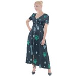 Bons Foot Prints Pattern Background Button Up Short Sleeve Maxi Dress
