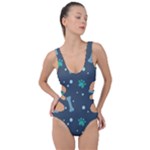 Bons Foot Prints Pattern Background Side Cut Out Swimsuit