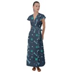 Bons Foot Prints Pattern Background Flutter Sleeve Maxi Dress