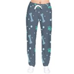 Bons Foot Prints Pattern Background Women Velvet Drawstring Pants