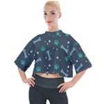 Bons Foot Prints Pattern Background Mock Neck T-Shirt