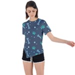 Bons Foot Prints Pattern Background Asymmetrical Short Sleeve Sports T-Shirt