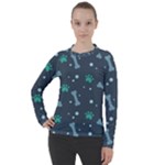 Bons Foot Prints Pattern Background Women s Pique Long Sleeve T-Shirt