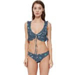 Bons Foot Prints Pattern Background Low Cut Ruffle Edge Bikini Set