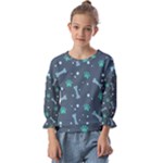 Bons Foot Prints Pattern Background Kids  Cuff Sleeve Top