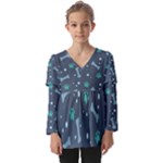 Bons Foot Prints Pattern Background Kids  V Neck Casual Top