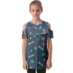 Bons Foot Prints Pattern Background Fold Over Open Sleeve Top