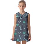 Bons Foot Prints Pattern Background Kids  Pilgrim Collar Ruffle Hem Dress