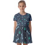 Bons Foot Prints Pattern Background Kids  Short Sleeve Pinafore Style Dress