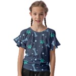 Bons Foot Prints Pattern Background Kids  Cut Out Flutter Sleeves