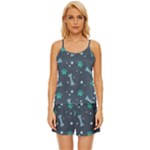 Bons Foot Prints Pattern Background Satin Pajama Short Set
