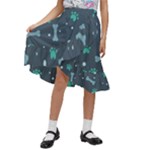 Bons Foot Prints Pattern Background Kids  Ruffle Flared Wrap Midi Skirt
