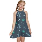 Bons Foot Prints Pattern Background Kids  Halter Collar Waist Tie Chiffon Dress