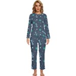 Bons Foot Prints Pattern Background Womens  Long Sleeve Lightweight Pajamas Set