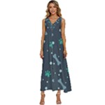 Bons Foot Prints Pattern Background V-Neck Sleeveless Loose Fit Overalls