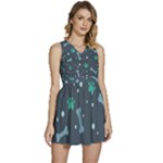 Bons Foot Prints Pattern Background Sleeveless High Waist Mini Dress