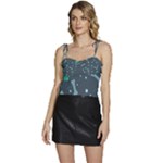 Bons Foot Prints Pattern Background Flowy Camisole Tie Up Top