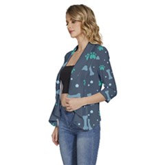 Women s 3/4 Sleeve Ruffle Edge Open Front Jacket 