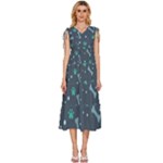 Bons Foot Prints Pattern Background V-Neck Drawstring Shoulder Sleeveless Maxi Dress