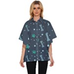 Bons Foot Prints Pattern Background Women s Batwing Button Up Shirt