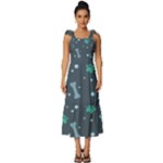 Bons Foot Prints Pattern Background Tie-Strap Tiered Midi Chiffon Dress