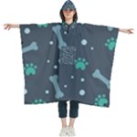 Bons Foot Prints Pattern Background Women s Hooded Rain Ponchos
