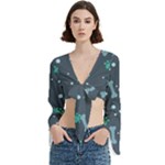 Bons Foot Prints Pattern Background Trumpet Sleeve Cropped Top