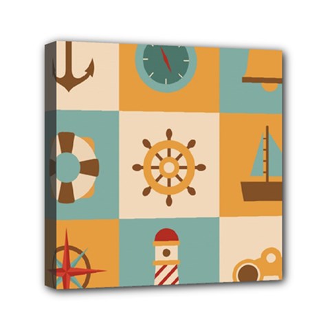 Nautical Elements Collection Mini Canvas 6  x 6  (Stretched) from ArtsNow.com