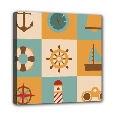 Nautical Elements Collection Mini Canvas 8  x 8  (Stretched) from ArtsNow.com